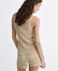 Mango Women's Buttons Crocheted Vest