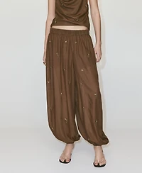 Mango Women's Embroidered Appliques Balloon Pants