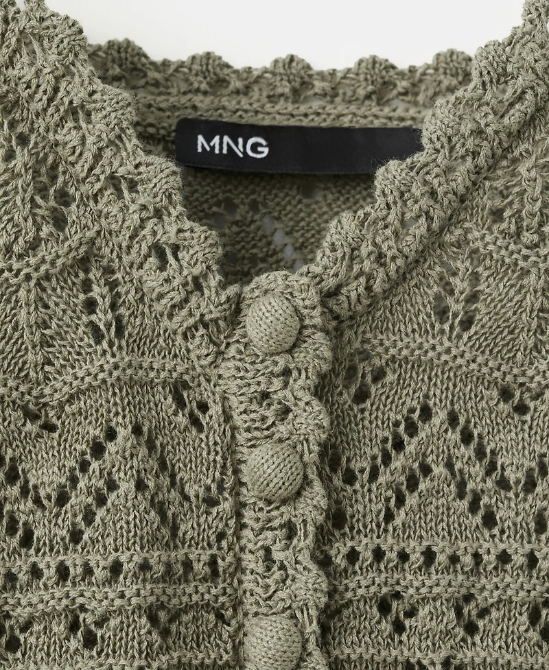 Mango Women's Buttons Open-Knit Top