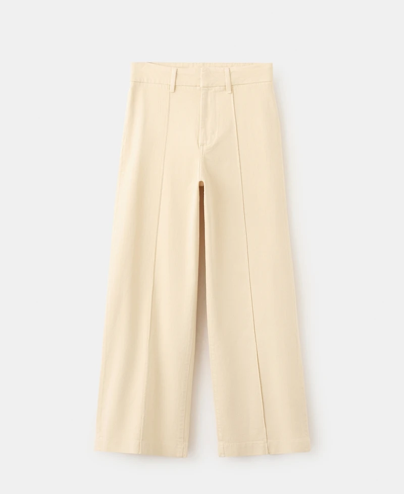 Mango Women's Stitching High-Waisted Wide Leg Jeans