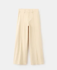 Mango Women's Stitching High-Waisted Wide Leg Jeans