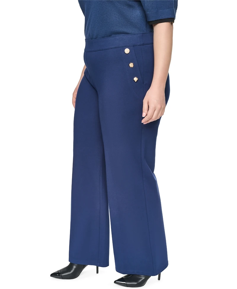 Karl Lagerfeld Paris Plus Compression Sailor Mid-Rise Straight Pants