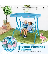 Slickblue Kids Patio Swing Chair with Metal Stand and Adjustable Canopy for 2