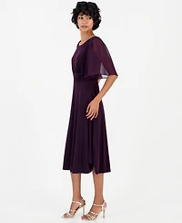 Connected Petite Flutter-Sleeve Midi Dress