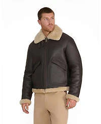Furniq Uk Men's Hudson Leather Shearling Jacket