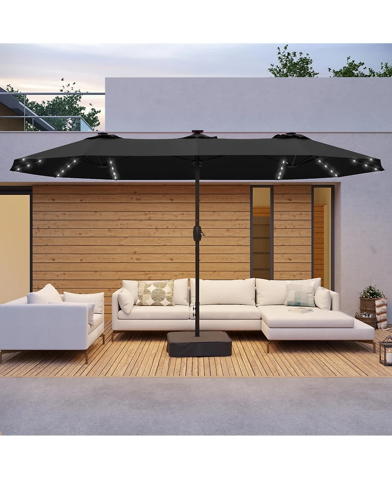 Sonkuki Enhance Your Outdoor Oasis with 15×9 Feet Led Double-sided Patio Umbrella - Stylish, Durable, and Sun-Protective!