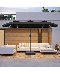 Sonkuki Enhance Your Outdoor Oasis with 15×9 Feet Led Double-sided Patio Umbrella - Stylish, Durable, and Sun-Protective!