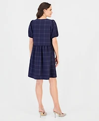 Robbie Bee Petite Candlelight Peach Crewneck Short-Sleeve Dress with Pockets