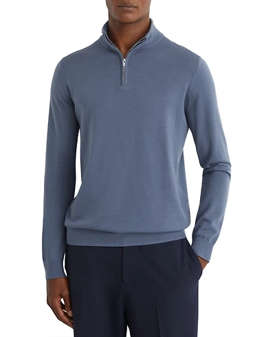 Reiss Men's Blackhall Merino Wool Half-Zip Funnel-Neck Jumper