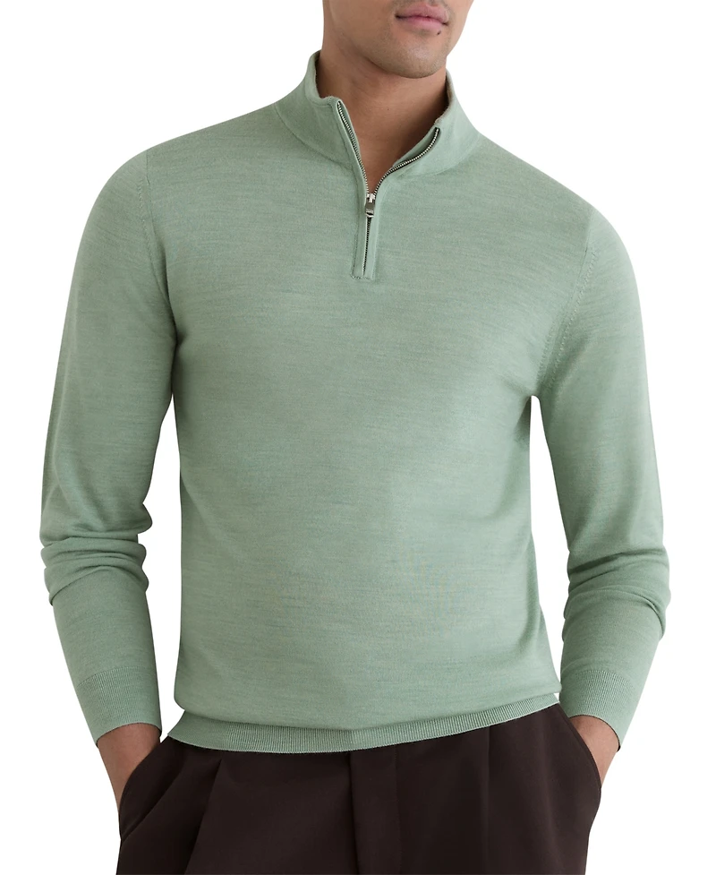 Reiss Men's Blackhall Merino Wool Half-Zip Funnel-Neck Jumper