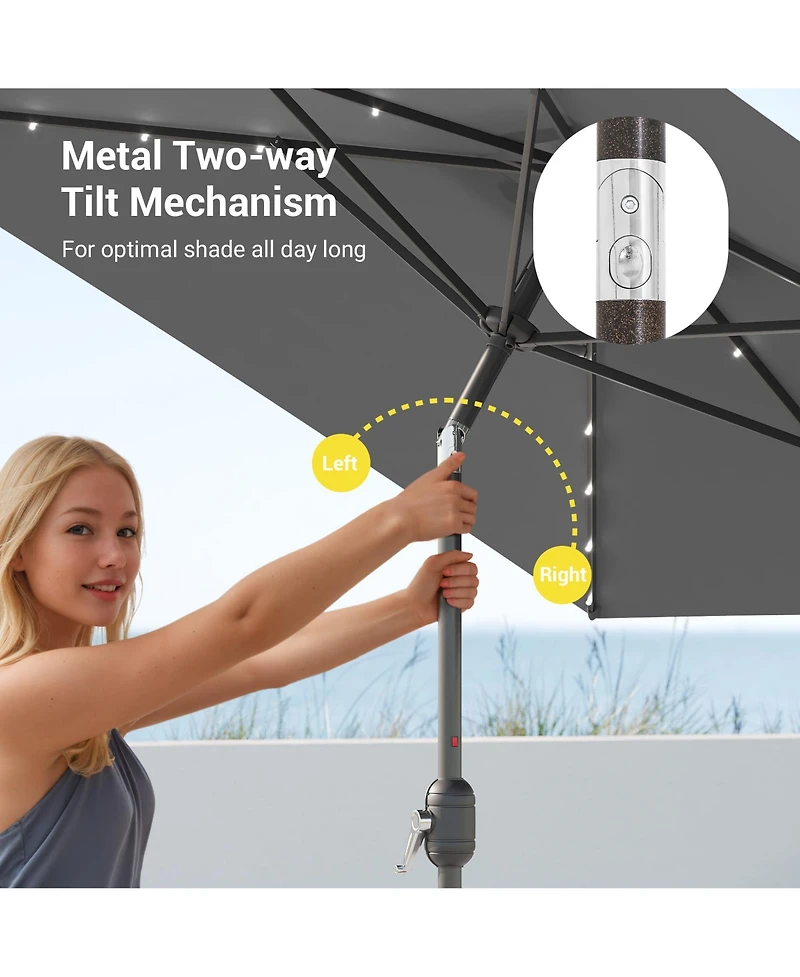 Sonkuki Enhance Your Outdoor Oasis with 10x6.5Feet Led Rectangular Patio Umbrella - Stylish, Durable, and Sun-Protective!
