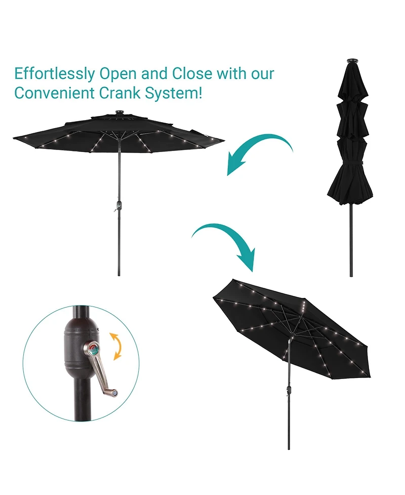 Sonkuki Enhance Your Outdoor Oasis with 10Feet Led 3-layer Patio Umbrella - Stylish, Durable, and Sun-Protective!