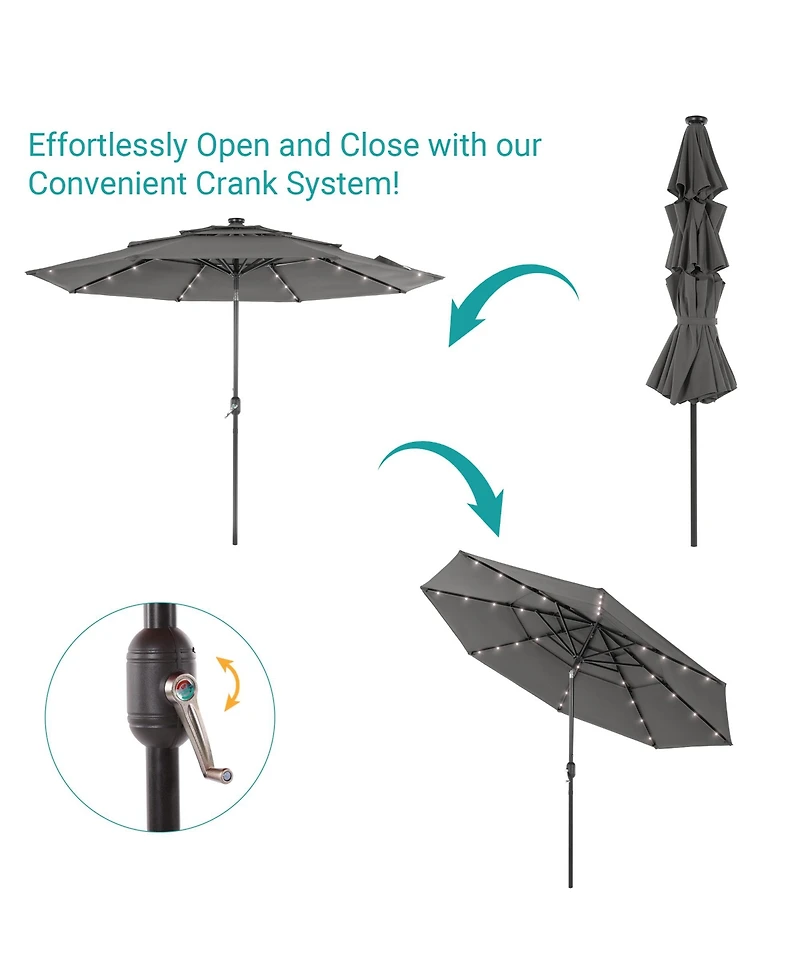 Sonkuki Enhance Your Outdoor Oasis with 10Feet Led 3-layer Patio Umbrella - Stylish, Durable, and Sun-Protective!