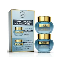 Lovery Korean Skincare Hyaluronic Collagen Day and Night Cream Set -Brightening and Hydration for Face