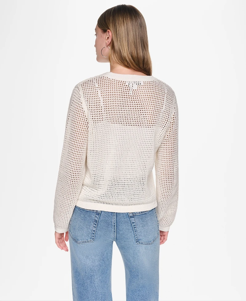 Dkny Jeans Women's Baby Chenille Open-Stitch Long-Sleeve Cardigan