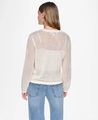 Dkny Jeans Women's Baby Chenille Open-Stitch Long-Sleeve Cardigan