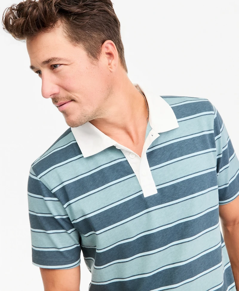 Sun + Stone Men's Short-Sleeve Striped Rugby Shirt, Macy's Exclusive