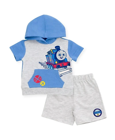 Thomas & Friends Baby Boys' ( 0-3 M to 24 ) 2-Piece Hooded Tee and Shorts Set
