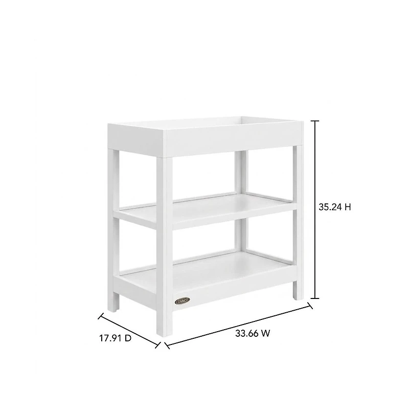 Graco Teddi Changing Table with Water-Resistant Changing Pad - White/Driftwood