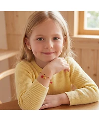 GiGiGirl Kids 14k Gold Plated Red Enamel Dangle Heart Charm Bracelet for Toddler/Kids