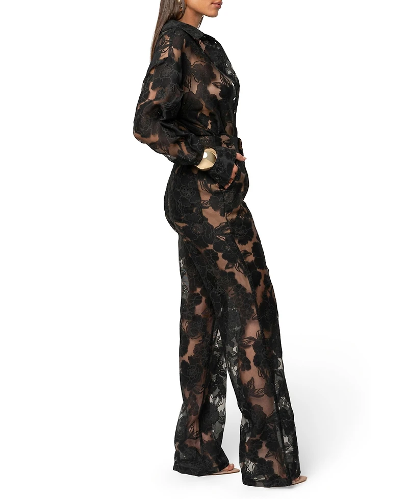 Jluxlabel Women's Organza Floral Pant