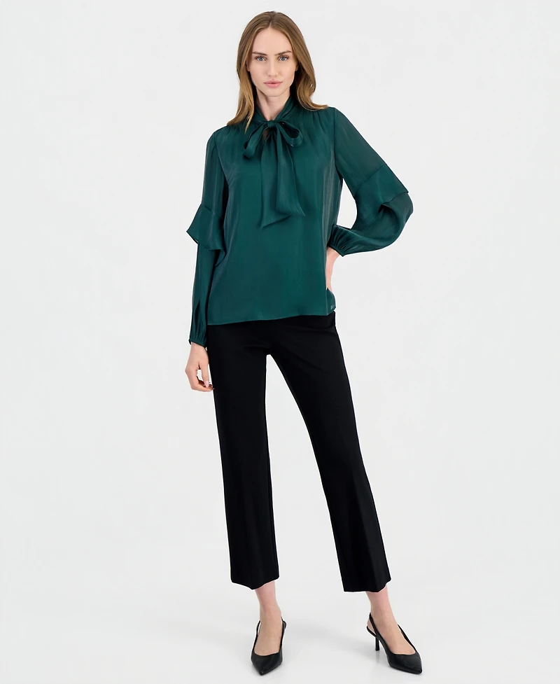 Anne Klein Women's Bow Tie Long-Sleeve Ruffle Blouse