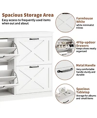 homfan Shoe Cabinet with Flip Drawers - Narrow Freestanding Entryway Shoe Storage Organizer for Hallway Foyer Mudroom