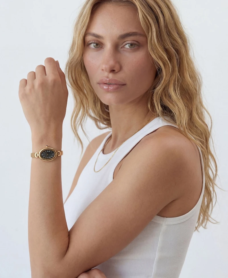 Adornia Women's Gold York Black Face Watch
