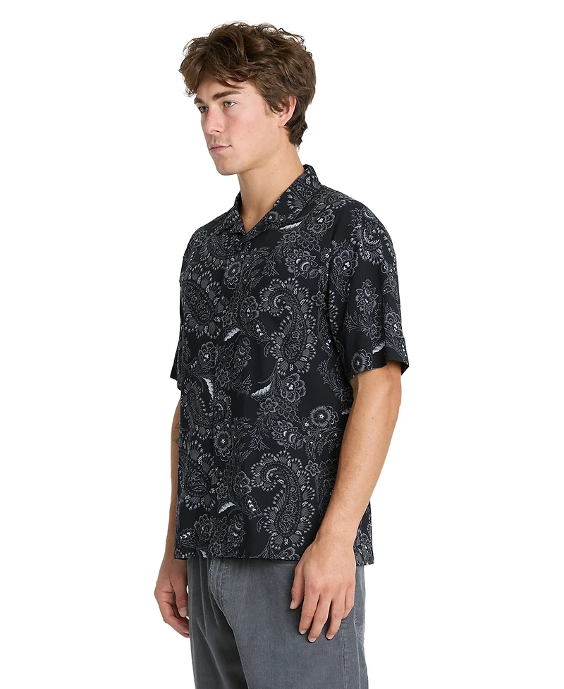 Quiksilver Men's Cotton Viscose Blend Collared Button-Up Shirt