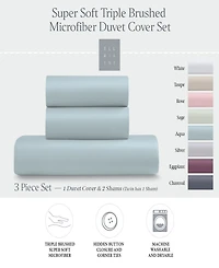 Ella Jayne Solid Microfiber 3-Pc. Duvet Cover Set