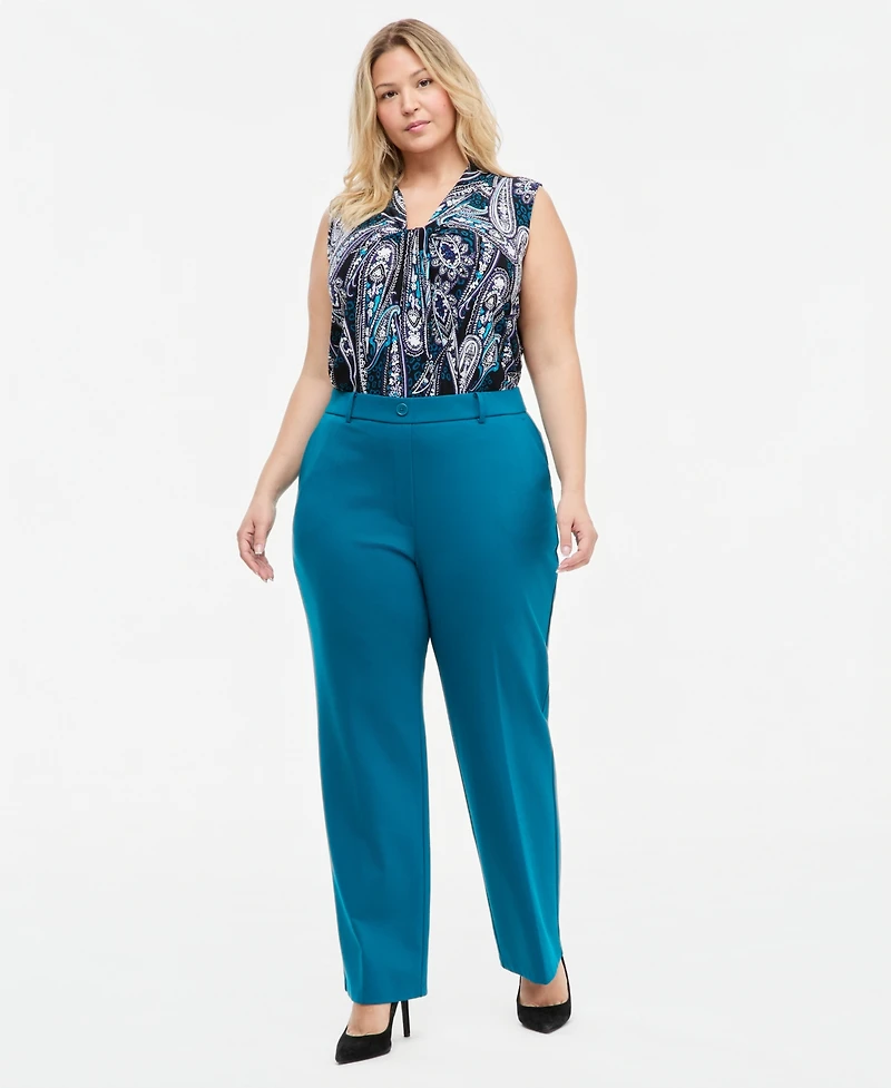 Kasper Plus Audrey Pull-On Mid-Rise Trousers
