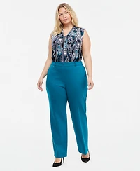 Kasper Plus Audrey Pull-On Mid-Rise Trousers