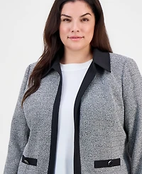 Kasper Plus Tweed Open-Front Blazer