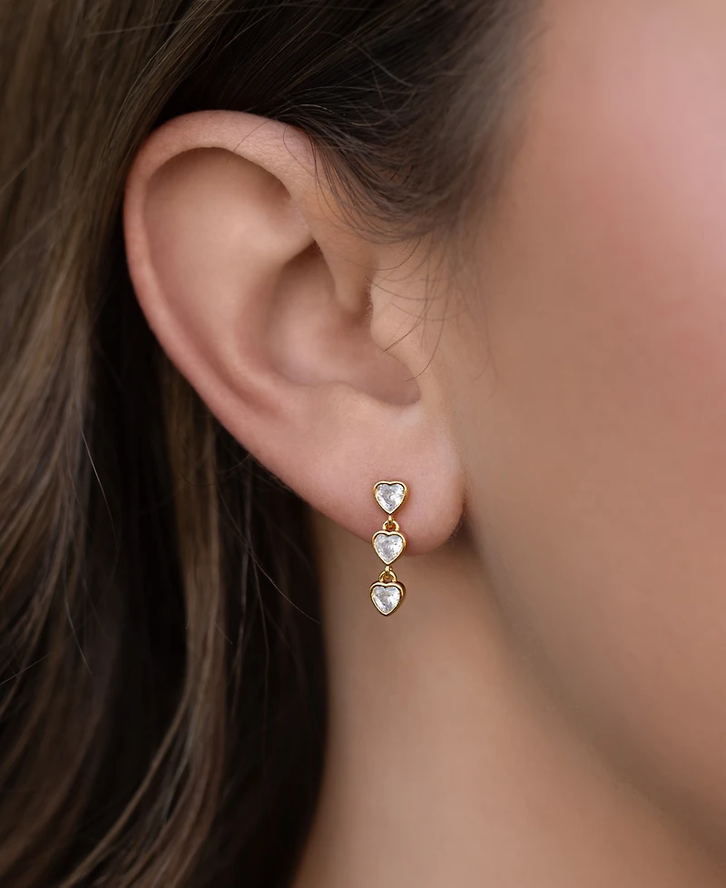 Girls Crew Crystal Falling Hearts Dangle Earrings