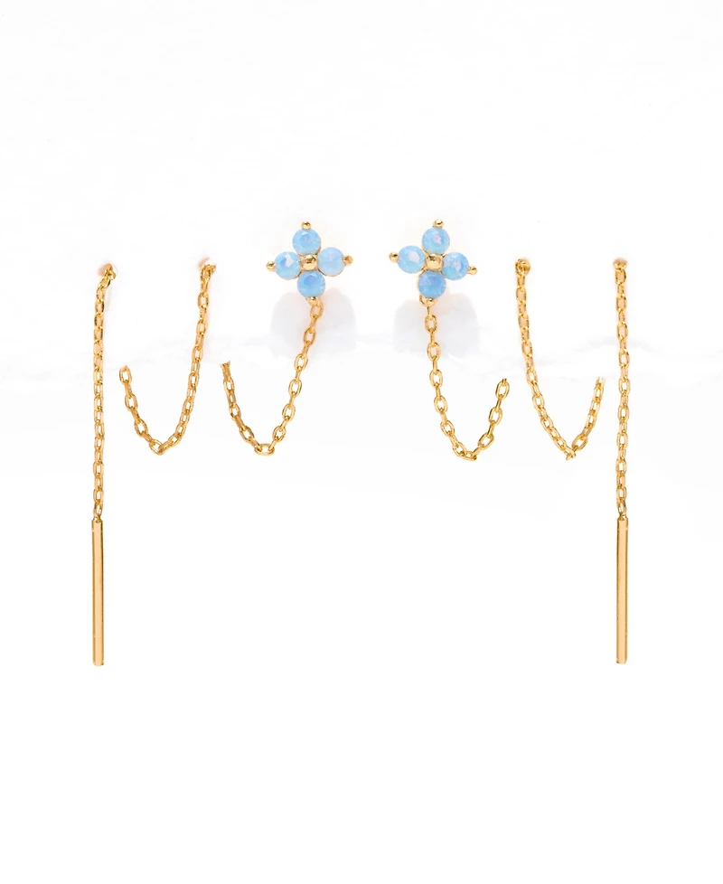 Girls Crew Crystal Blue Blossom Threader Earrings