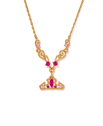 Girls Crew Crystal Disney Princess Sleeping Beauty Aurora Crown Necklace