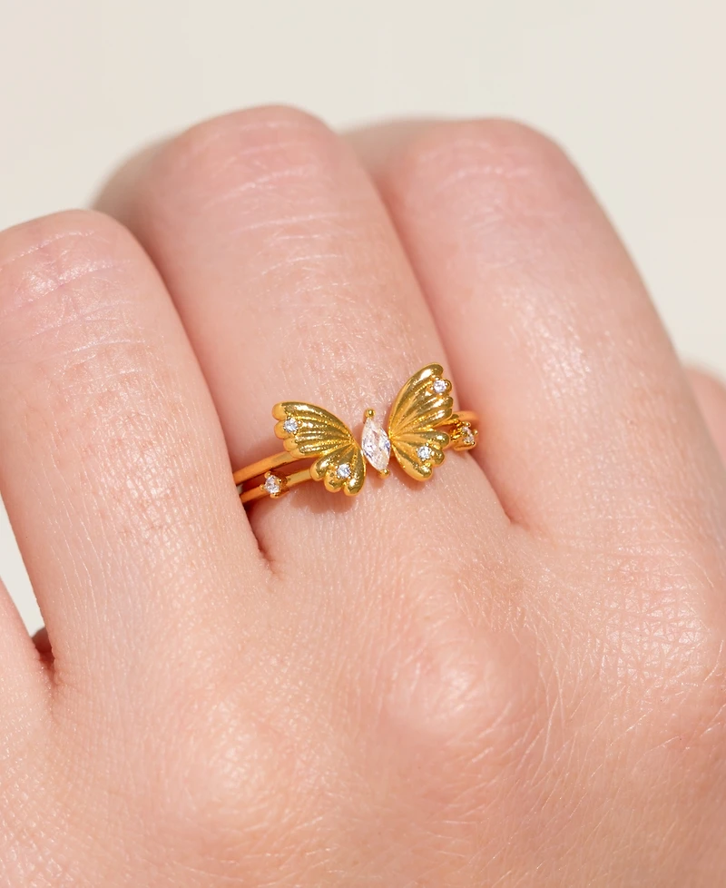 Girls Crew Crystal Perfect Fit Butterfly Ring Set