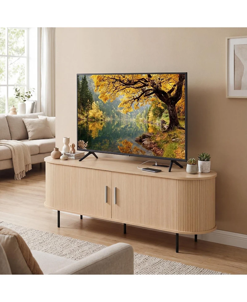 Slickblue Mid-Century Curved Tv Stand for TVs up to 60 Inches
