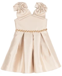 Rare Editions Girls' 2T-6X Mikado Bow Shoulder Pleated Dress