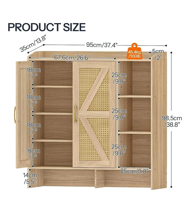 Slickblue Rattan Style 4-Tier Shoe Cabinet for Home Storage