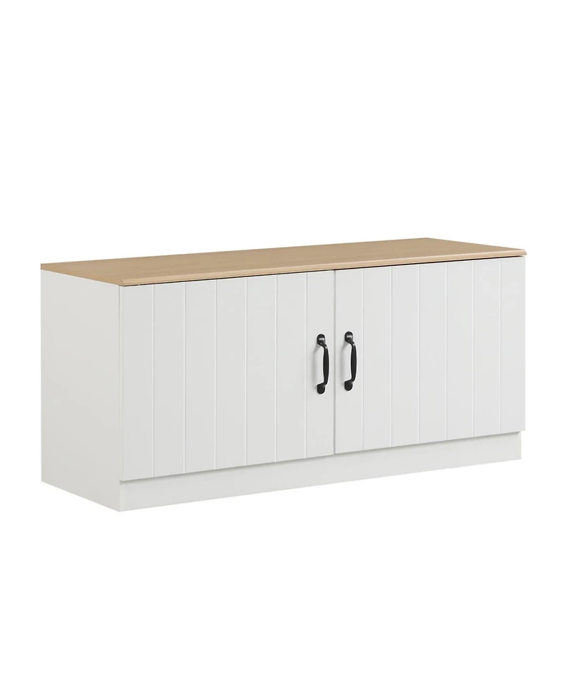 Slickblue Shoe Storage Bench with 2 Doors and Adjustable Shelves for Entryway