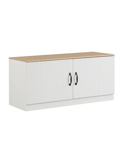 Slickblue Shoe Storage Bench with 2 Doors and Adjustable Shelves for Entryway