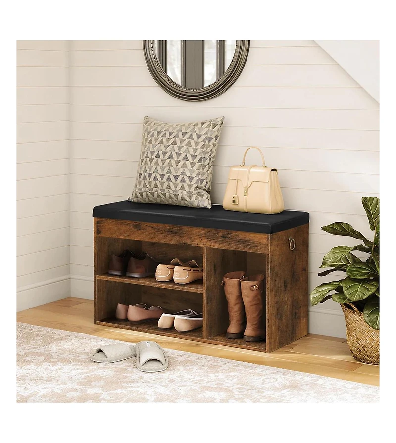 Slickblue Entryway Shoe Storage Bench with Flip-Top and Cushion