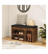 Slickblue Entryway Shoe Storage Bench with Flip-Top and Cushion