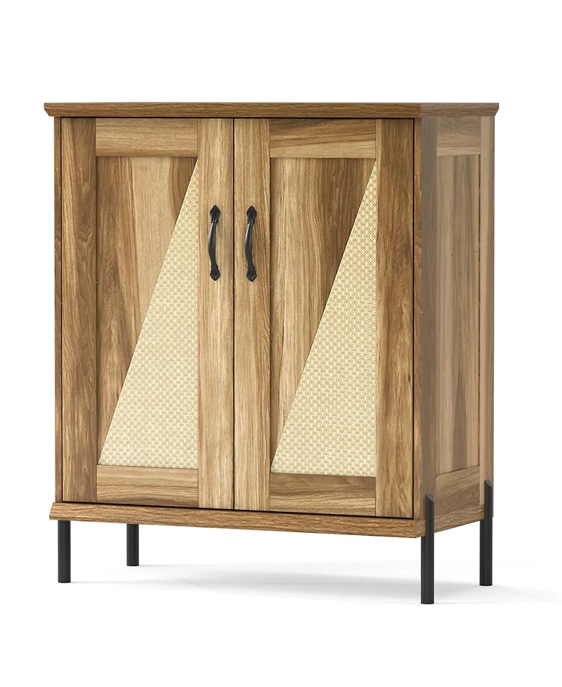 Slickblue Farmhouse Shoe Cabinet 5-Tier with Woven Rattan Doors