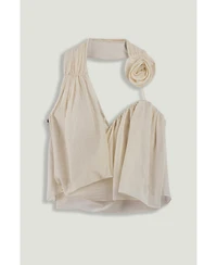 Nocturne Women's Floral-Detail Halter Neck Bustier Top