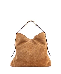 Pre-Owned Gucci Large Beatrix Horsebit Tote Bag Gg Suede