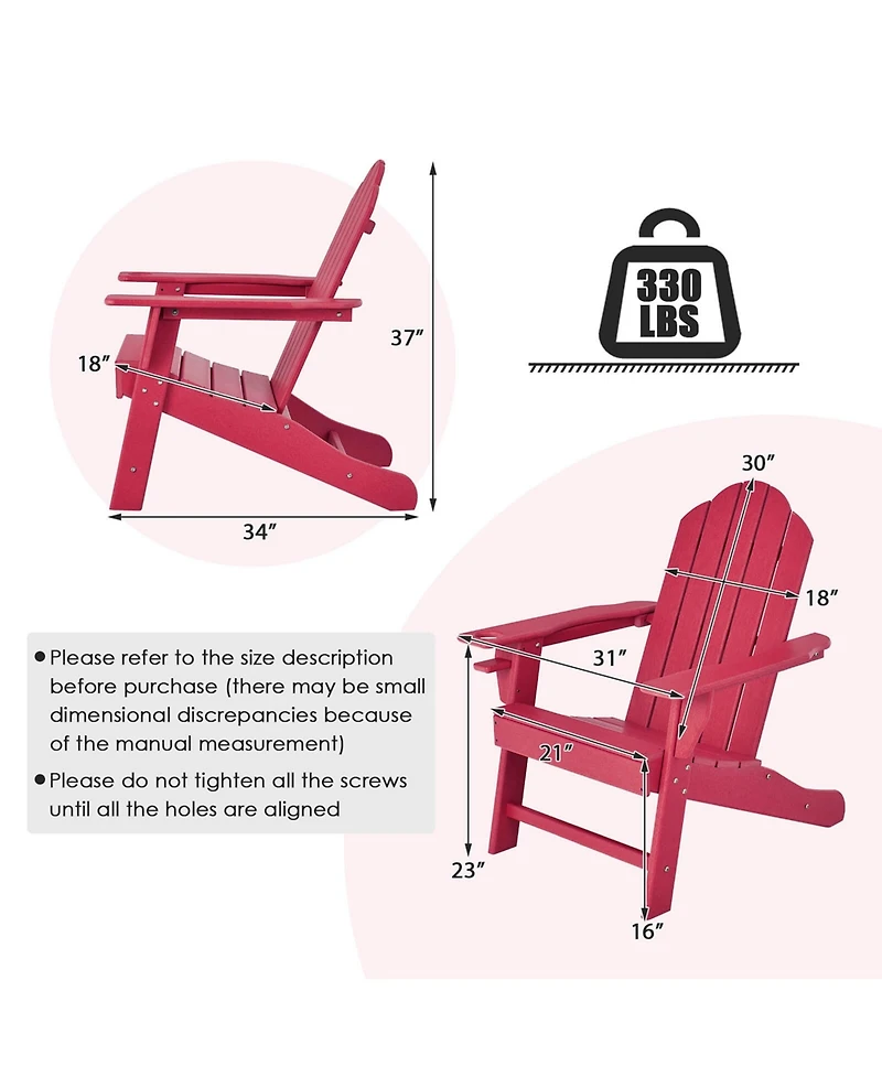 Costway Patio Adirondack Chair Weather Resistant Garden Deck