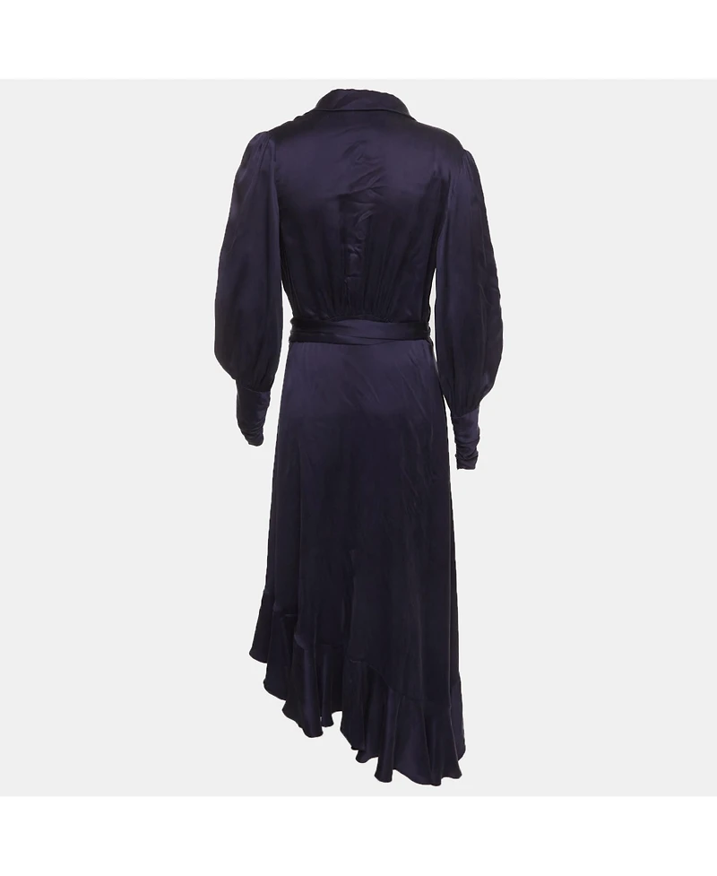 Pre-Owned Zimmermann Women's Satin Asymmetric Midi Wrap Dress