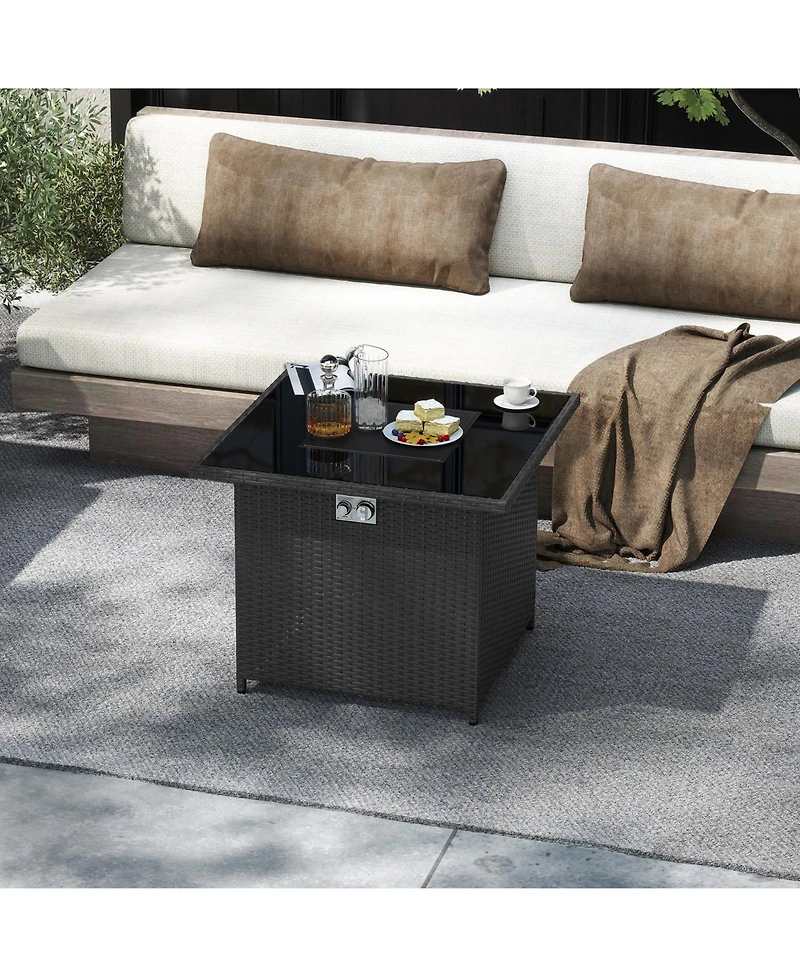 Slickblue Patio Fire Pit Table Propane 50000 Btu with Glass Top for Outdoor Use